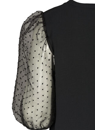 Bluse mit transparenten Puffärmeln, Black, Packshot image number 3
