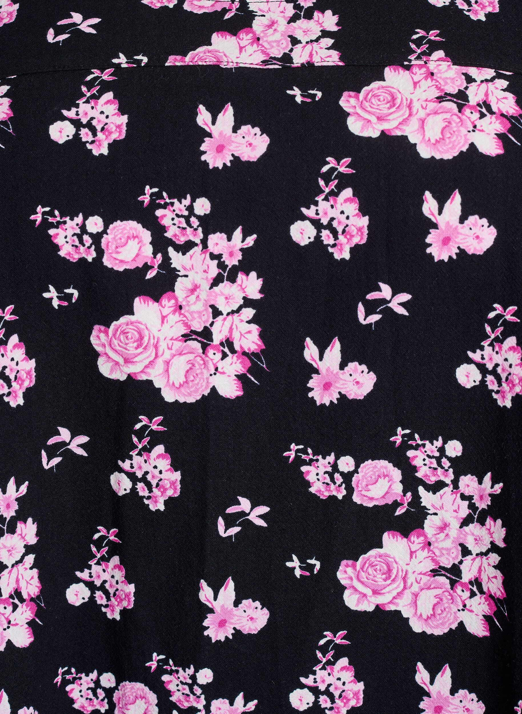 ZizziKurzes Baumwollkleid mit Gummisaum und langen &Auml;rmeln, Schwarz, Packshot image number 2