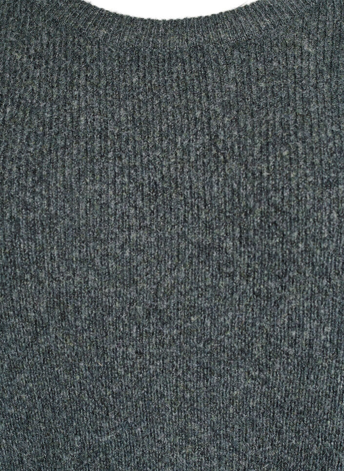 Melierte Strickbluse mit Rundhalsausschnitt, Grün, Packshot image number 2