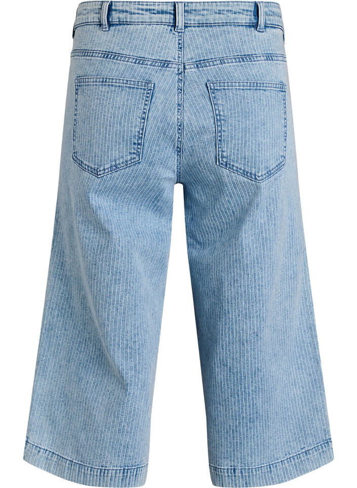 Culotte-Jeans mit Nadelstreifen und weitem Bein, Blau, Packshot image number 1