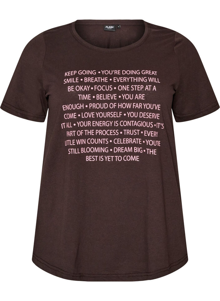 T-Shirt mit Print, Braun, Packshot image number 0