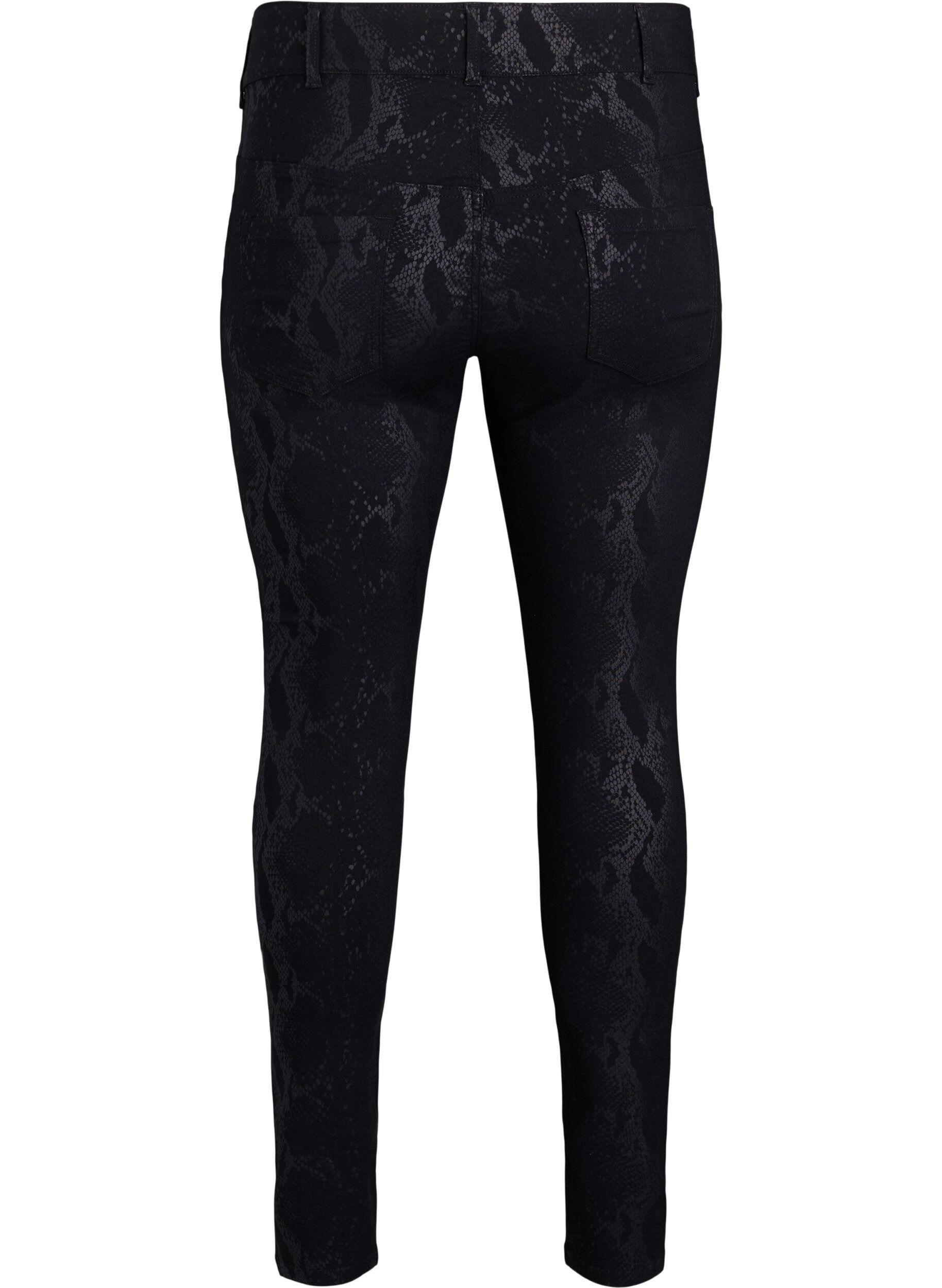 ZizziSlim-fit-Hose mit Schlangenmuster, Schwarz, Packshot image number 1