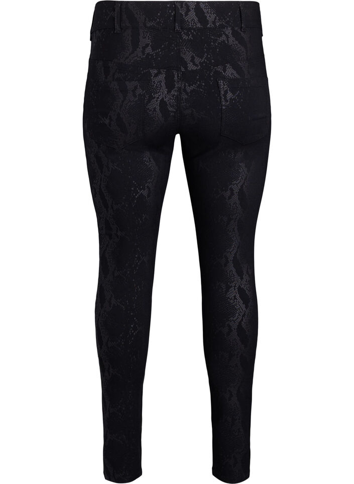 Slim-fit-Hose mit Schlangenmuster, Schwarz, Packshot image number 1