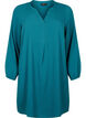 Langärmeliges Kleid mit V-Ausschnitt., Deep Teal, Packshot image number 0