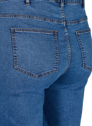 Eng anliegende Denim-Shorts mit hoher Taille, Blue Denim, Packshot image number 3
