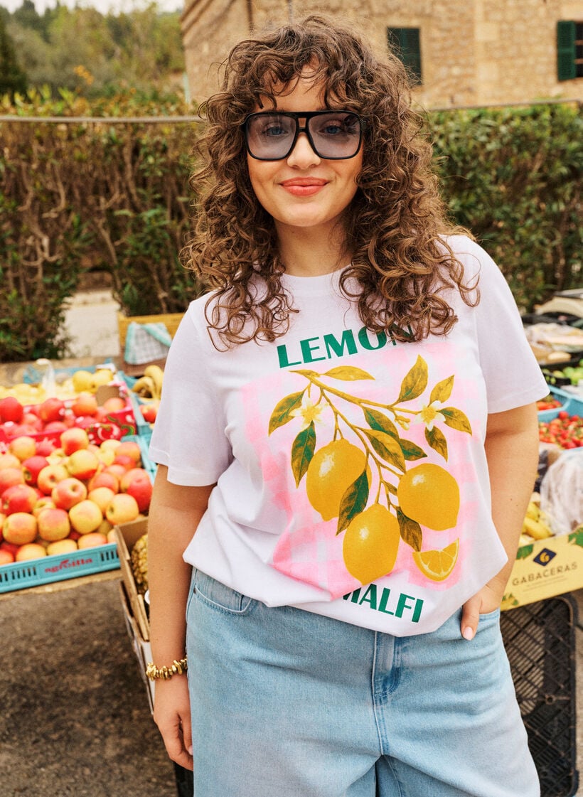 T-shirt aus Baumwolle mit Print, Wei&szlig;, Image image number 0