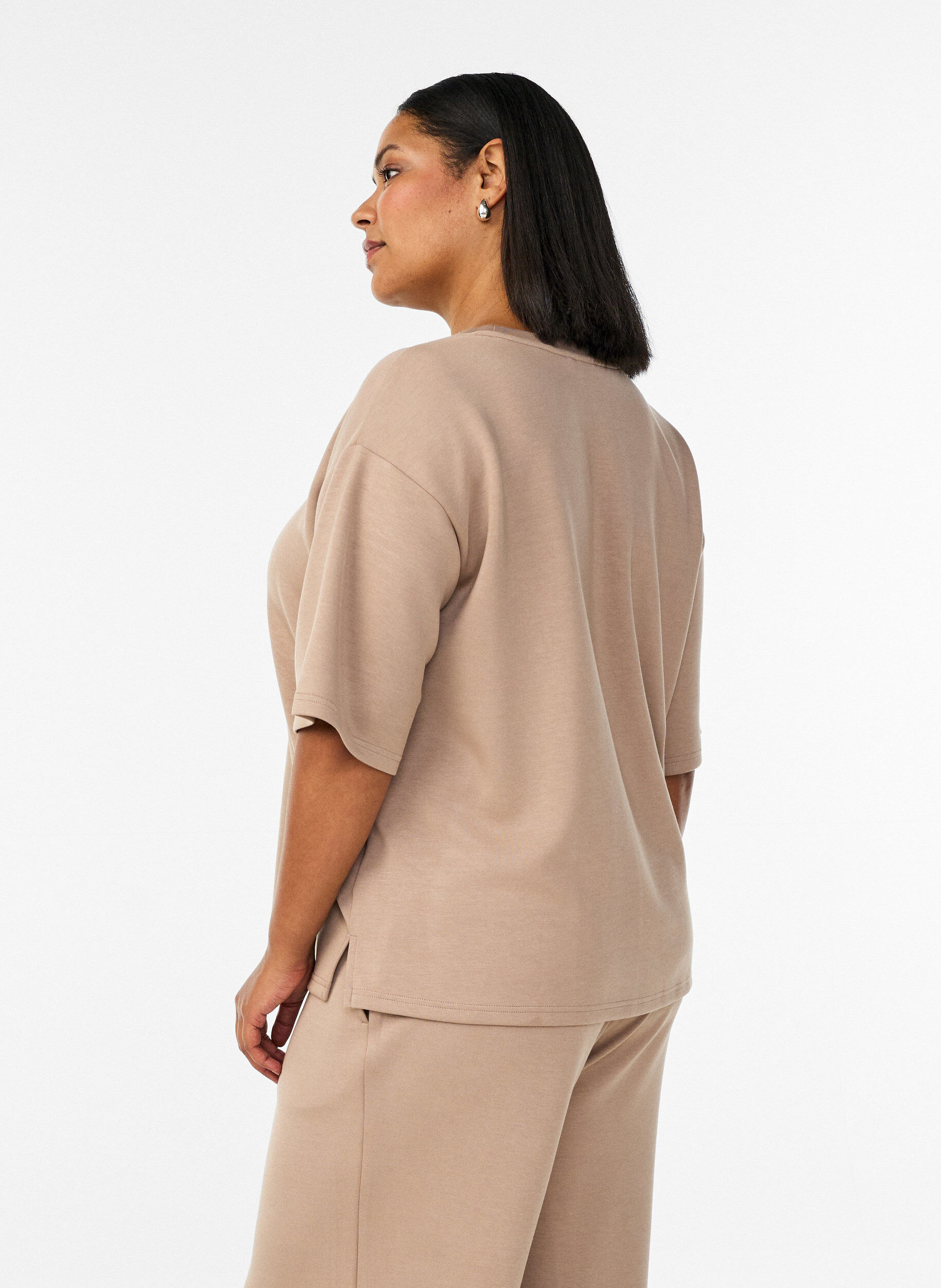ZizziHoch taillierte Loungehose mit geraden Beinen, Beige, Model image number 1
