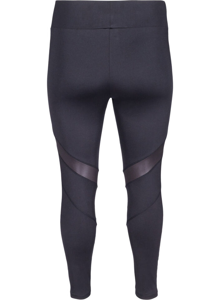 Cropped Trainingsleggings mit Mesh, Black, Packshot image number 1