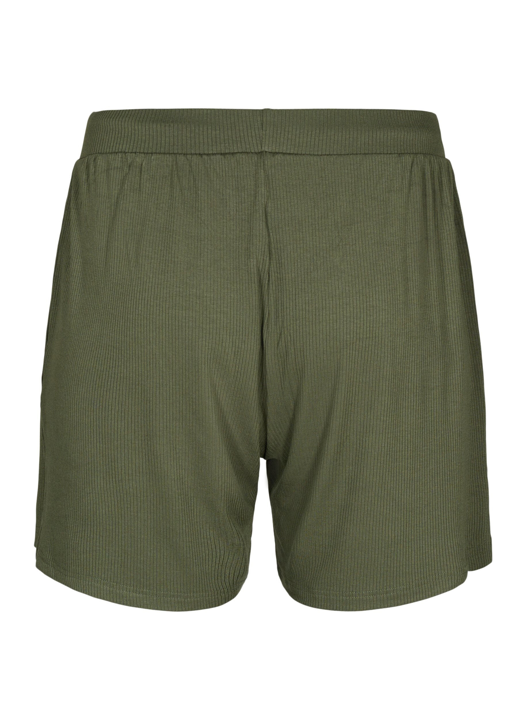 ZizziLockere Shorts aus Viskose mit Ripp, Thyme, Packshot image number 1