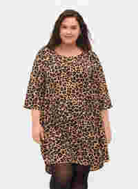Kleid mit Print und 3/4 Armen, Leopard, Model