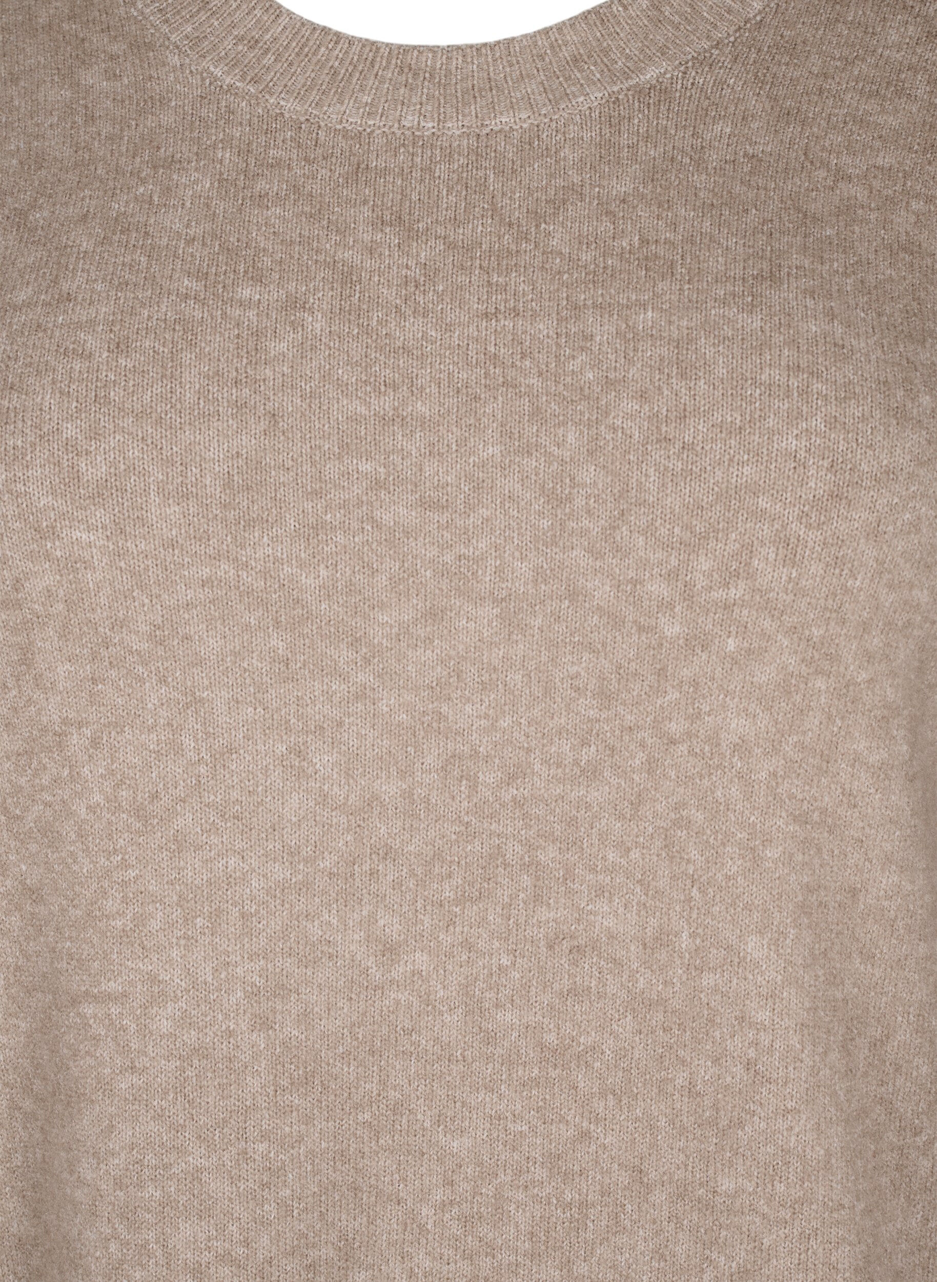 ZizziStrickkleid mit Rundhalsausschnitt und Schlitz, Desert Taupe Mel., Packshot image number 2