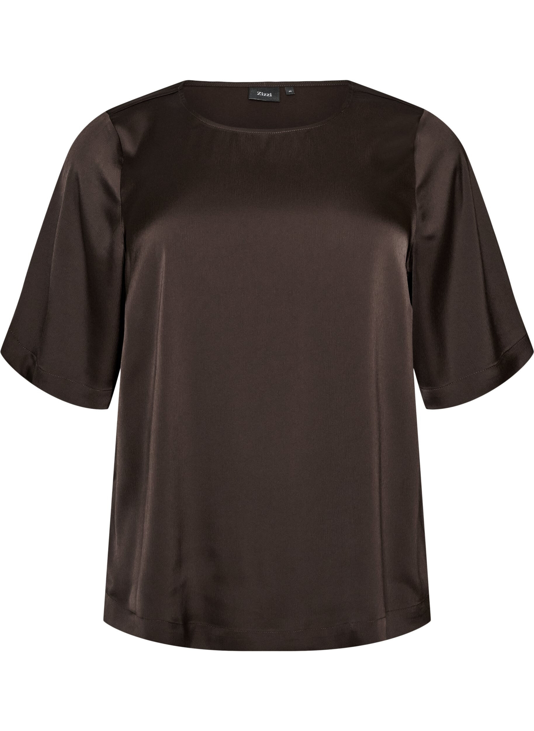 Bluse aus Satin mit ellenbogenlangen &Auml;rmeln