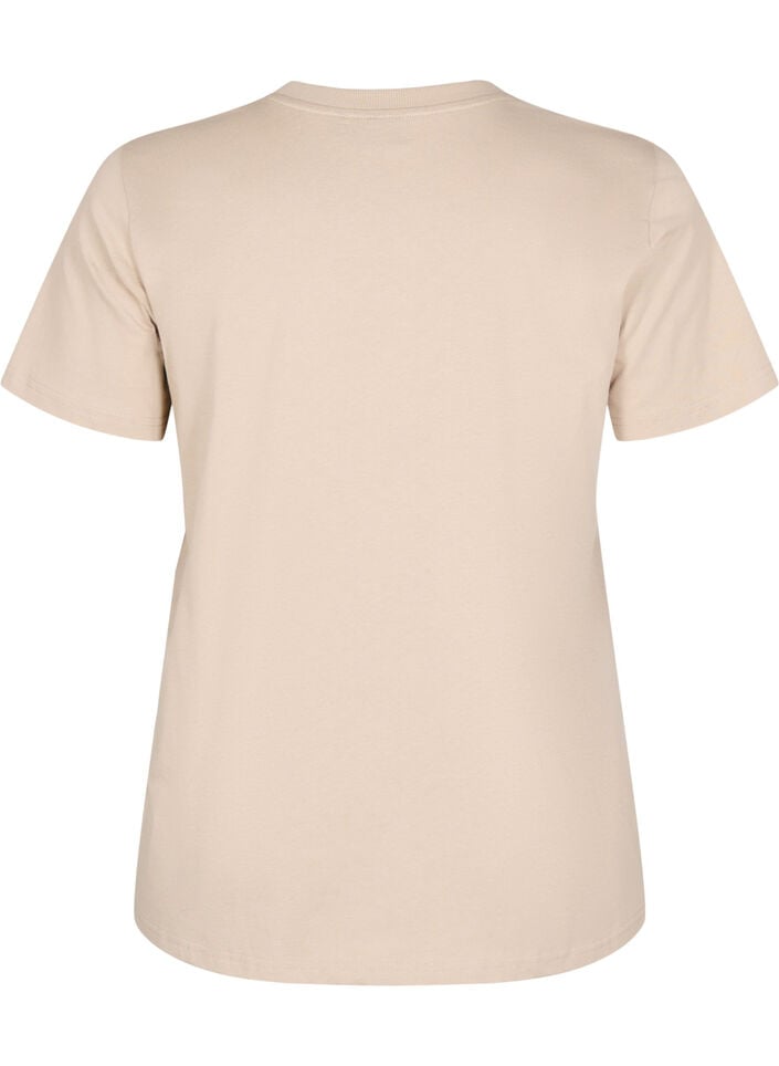 Basic-T-Shirt aus Baumwolle mit Rundhalsausschnitt, Beige, Packshot image number 1