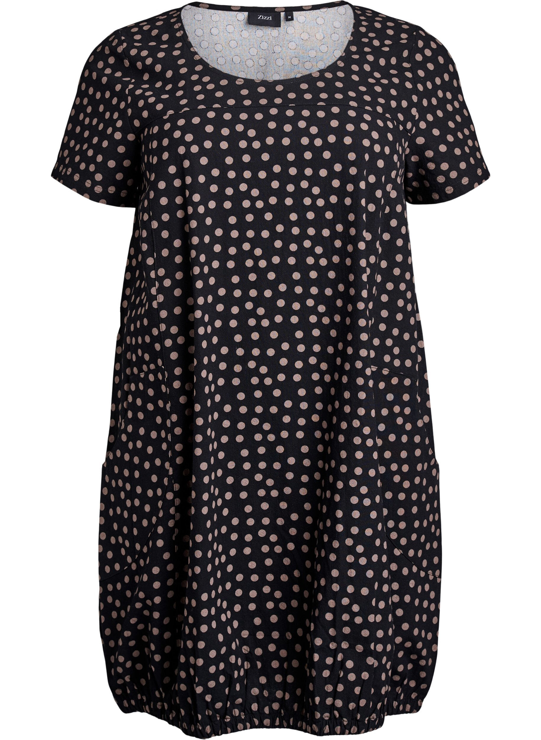 ZizziKurz&auml;rmliges Baumwollkleid mit Aufdruck, Braun, Packshot image number 0