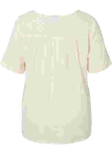 Bluse aus Baumwolle mit Stickerei und kurzen Ärmeln, Buttercream, Packshot image number 1