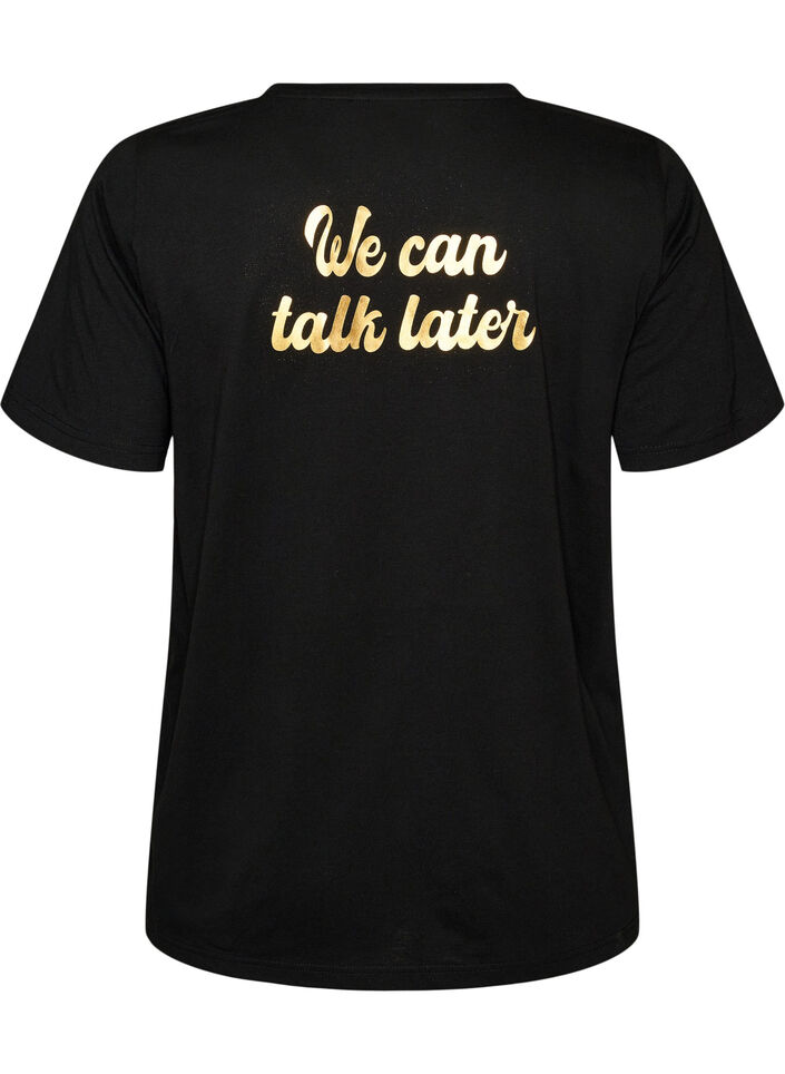 T-Shirt mit Print, Schwarz, Packshot image number 1