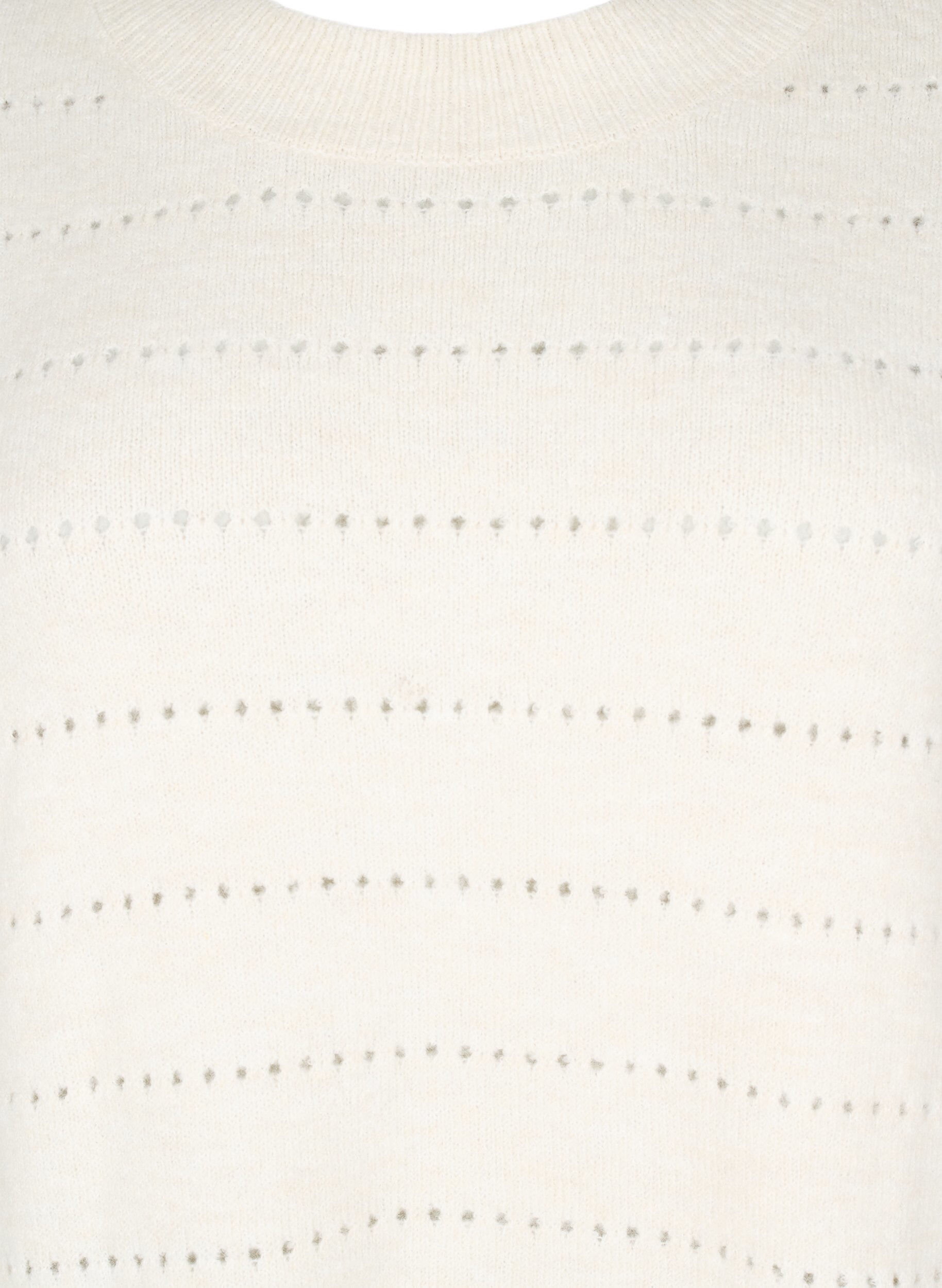 ZizziStrickbluse mit Rundhals und Spitzenmuster, Birch Mel., Packshot image number 2