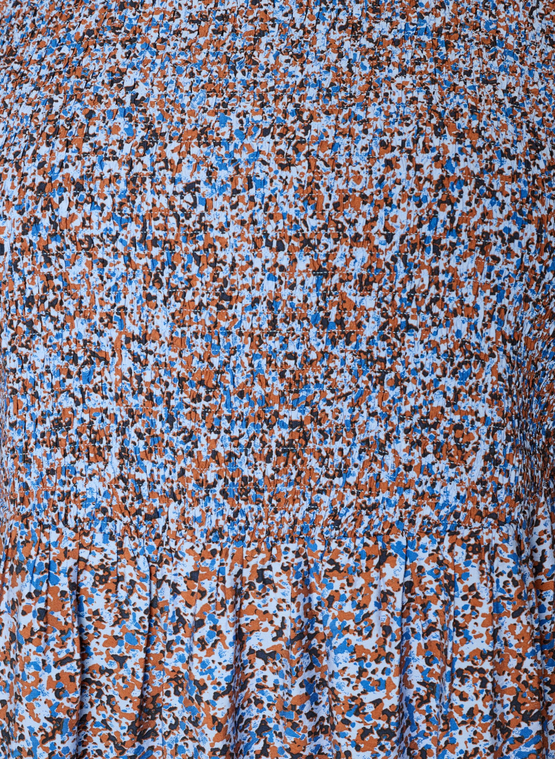 ZizziKleid aus Viskose mit Smock und Allover-Muster, Blau, Packshot image number 2