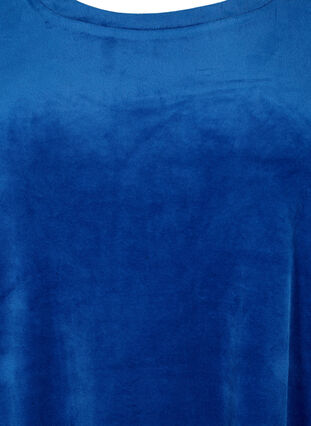 Kurzärmliges Velourskleid mit Rundhalsausschnitt	, Monaco Blue, Packshot image number 2