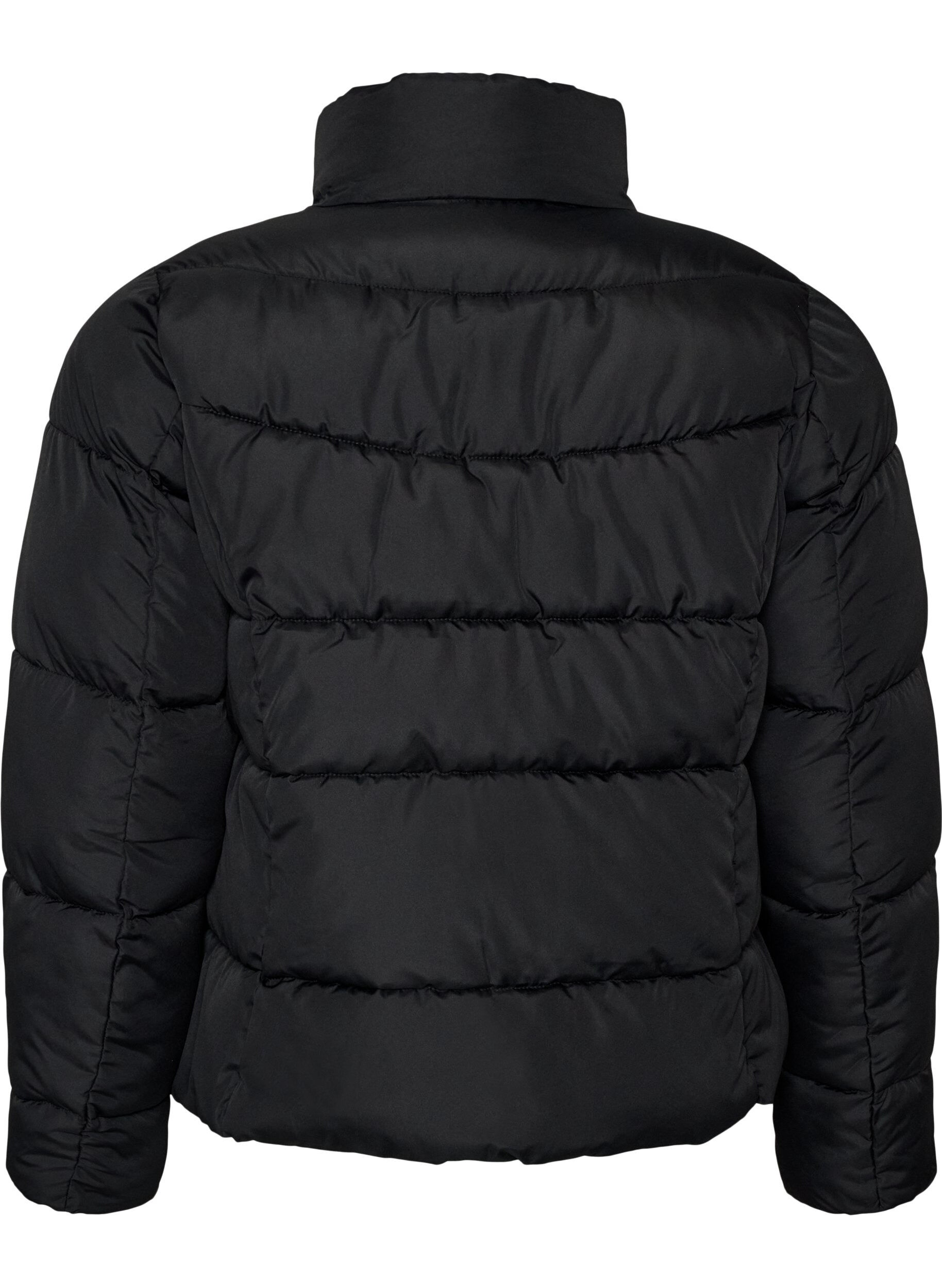 ZizziKurze Pufferjacke mit hohem Kragen, Schwarz, Packshot image number 1