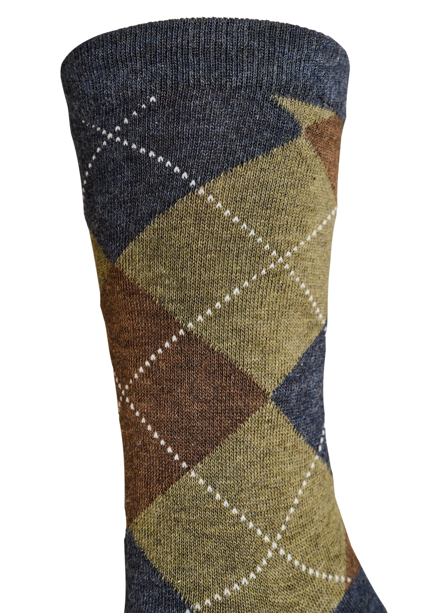 Zizzi2er-Pack Socken mit Harlekinmuster, Braun, Packshot image number 3