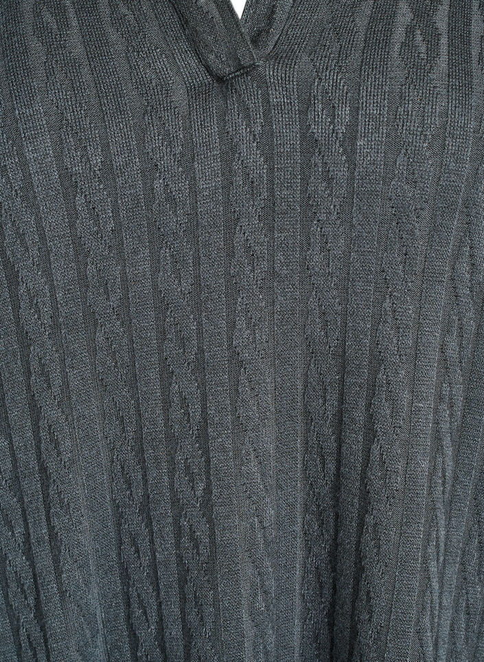 Strickbluse mit Kragen und Zopfmuster, Grün, Packshot image number 2