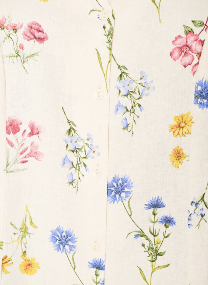 Midikleid aus Leinen und Viskose mit R&uuml;schen&auml;rmeln, Beige, Packshot image number 2