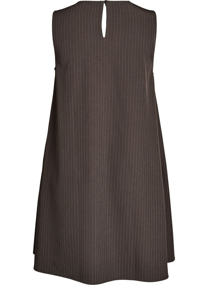 &Auml;rmelloses A-Linien-Kleid mit Nadelstreifen, Braun, Packshot image number 1