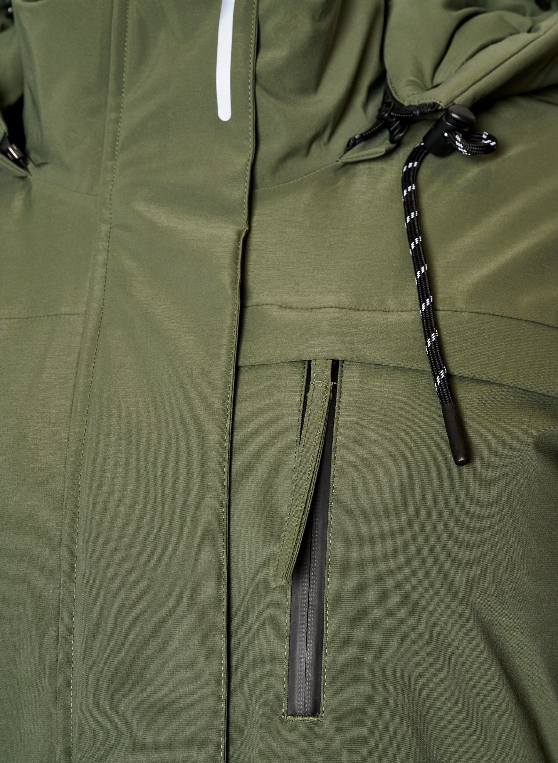 ZizziWasserabweisender Parka mit Kapuze und funktionalen Details, Gr&uuml;n, Packshot image number 2