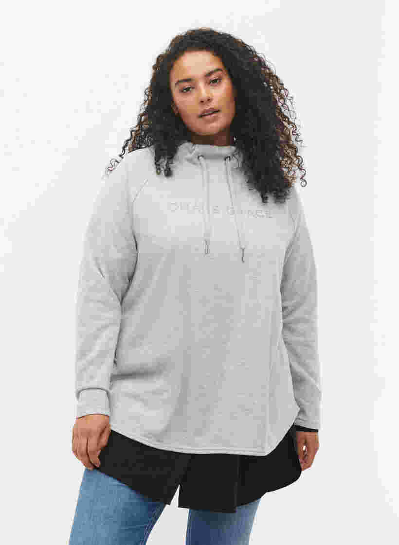 Sweatshirt mit hohem Kragen, Light Grey Melange, Model image number 0