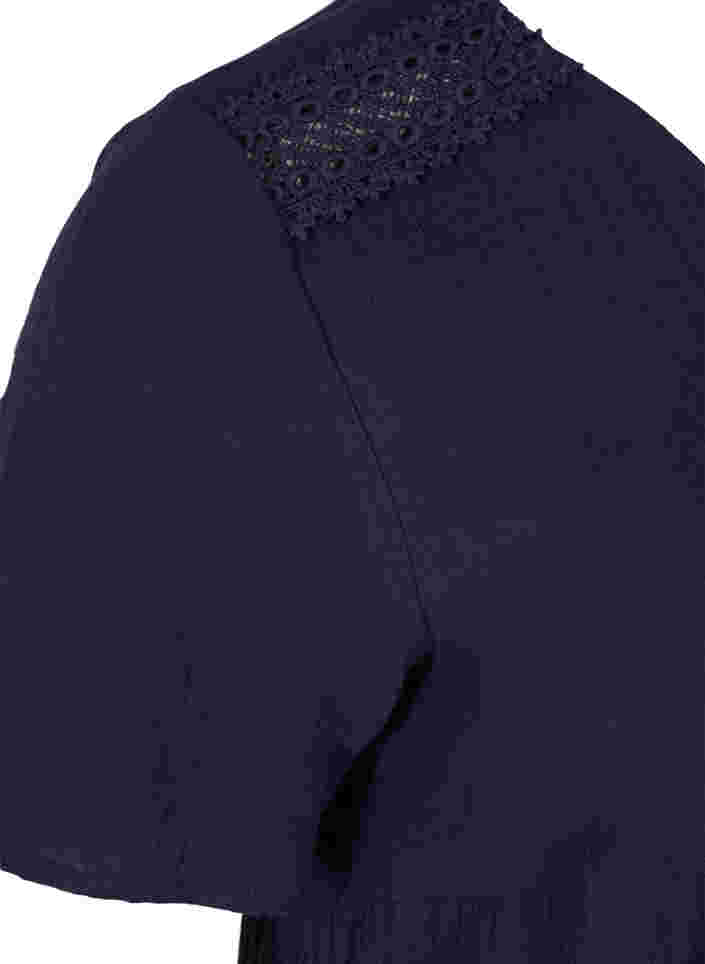Kurzärmeliges Baumwollkleid mit Spitzendetails, Night Sky, Packshot image number 3