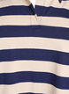 Langärmliges Poloshirt mit breiten Streifen, Blau, Packshot image number 2