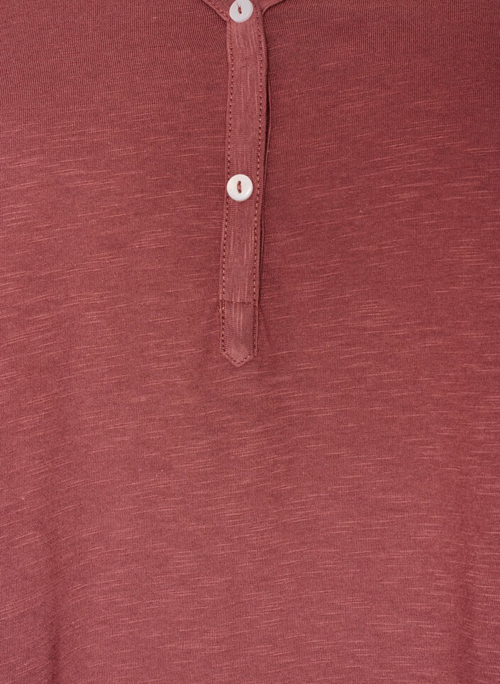 Langarmshirt mit V-Ausschnitt und Kn&ouml;pfen, Braun, Packshot image number 2