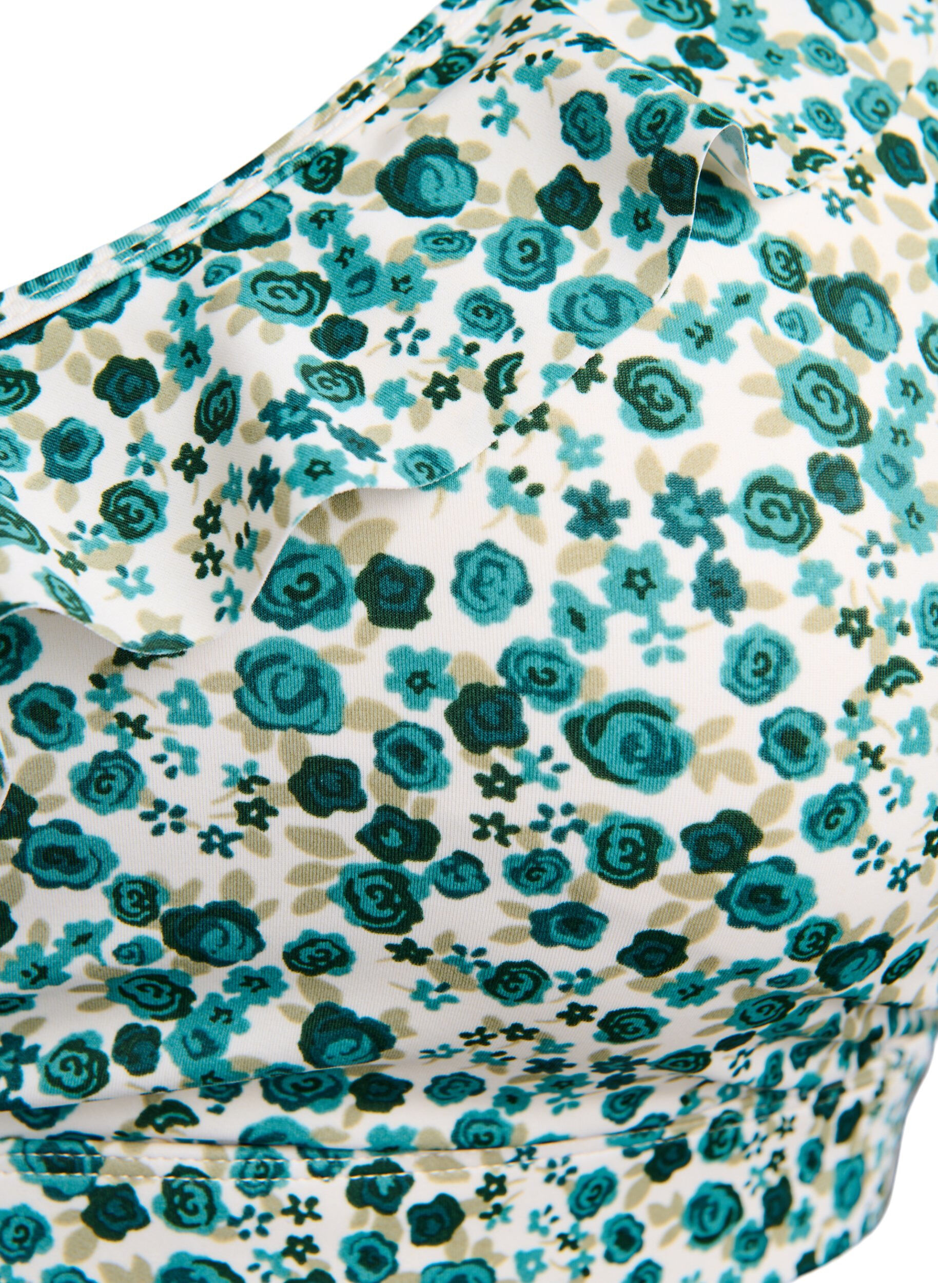 ZizziGebl&uuml;mtes Bikinioberteil mit R&uuml;schendetails, Gr&uuml;n, Packshot image number 2