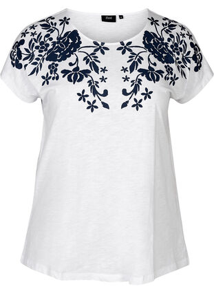 T-Shirt mit Print, Bright White W. mood indigo, Packshot image number 0