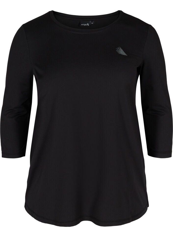 Trainingsshirt mit 3/4-&Auml;rmeln, Schwarz, Packshot