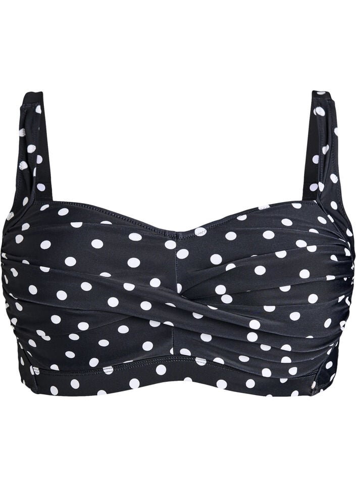 Wattierter Bikini-Oberteil mit Print, Schwarz, Packshot image number 0