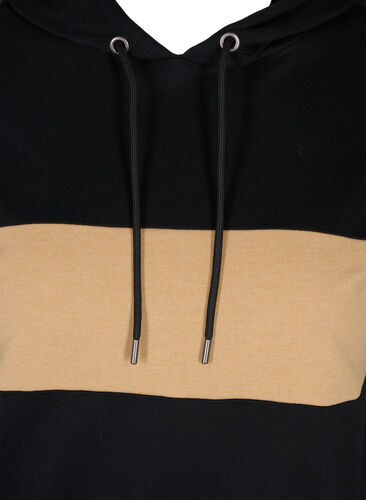 Sweatshirt mit Kapuze und Trackdetails, Black/Camel, Packshot image number 2