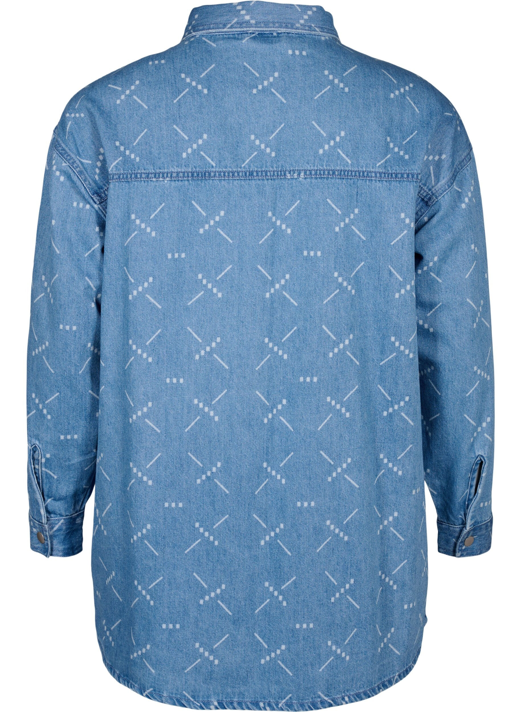 ZizziLocker sitzende Denim-Jacke mit Muster, Light blue denim, Packshot image number 1