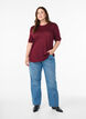 Bluse mit Knopfdetail und kurzen Puff&auml;rmeln, Dunkles Bordeaux, Model image number 1