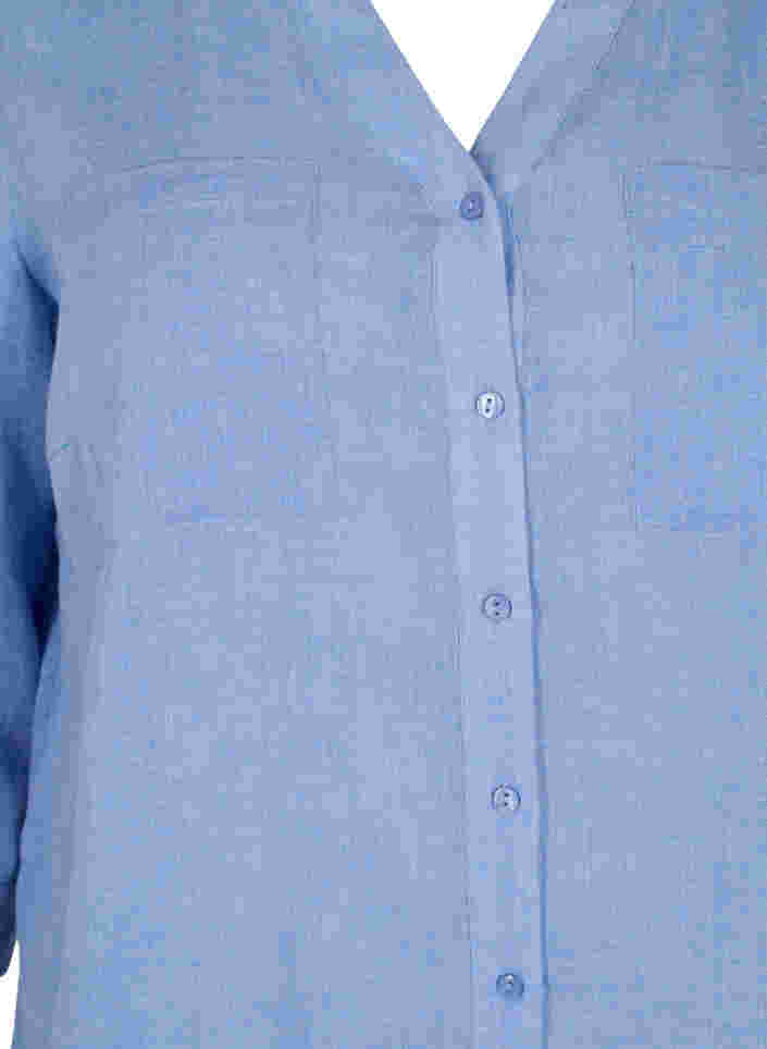 Lange Hemdbluse mit 3/4-Ärmeln und V-Ausschnitt, Ultramarine, Packshot image number 2