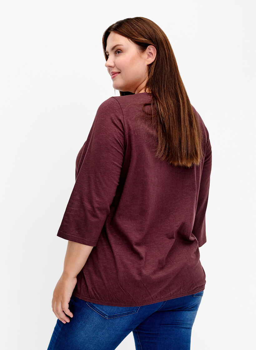 Baumwolltop mit 3/4-Ärmeln, Fudge, Model image number 1