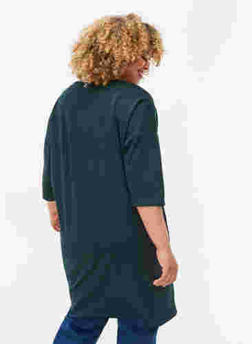 Melange-Kleid mit 3/4-Ärmeln und V-Ausschnitt, Ponderosa Mel., Model image number 1