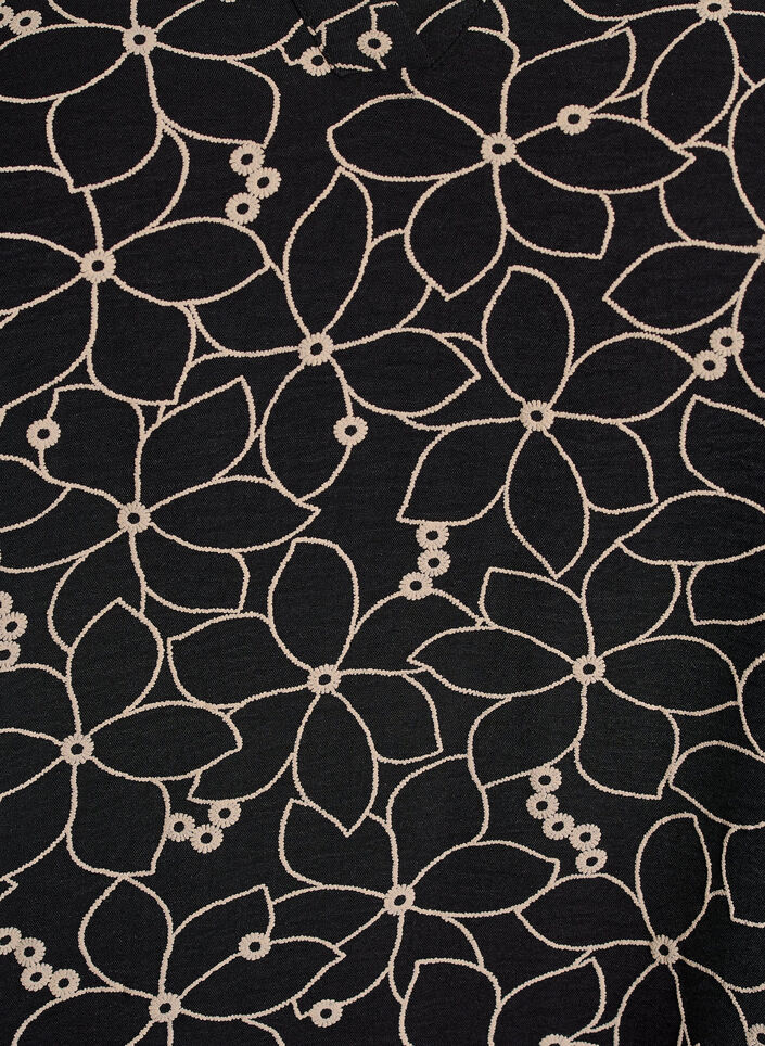 Langärmelige Bluse mit Blumenstickerei, Schwarz, Packshot image number 2