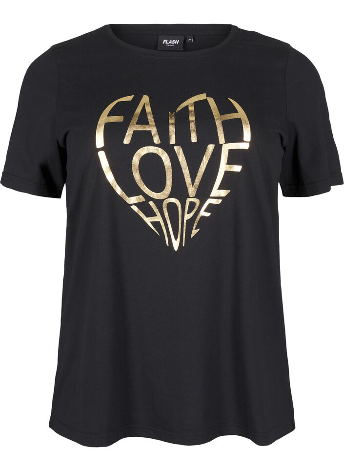 FLASH - T-Shirt mit Motiv, Black Gold Faith, Packshot image number 0