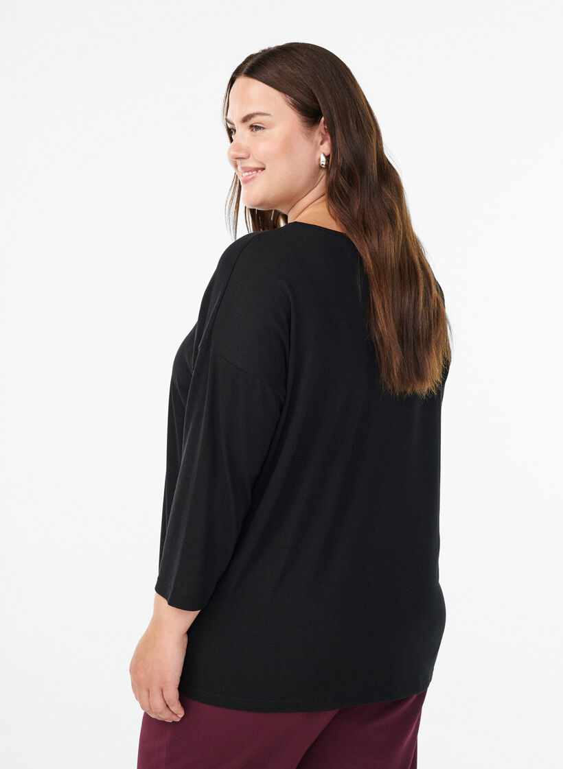 FLASH &ndash; Bluse aus Jersey mit 3/4-&Auml;rmeln , Schwarz, Model image number 2