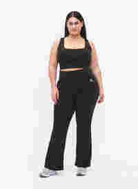 Flared Trainingstights mit hoher Taille, Black, Model