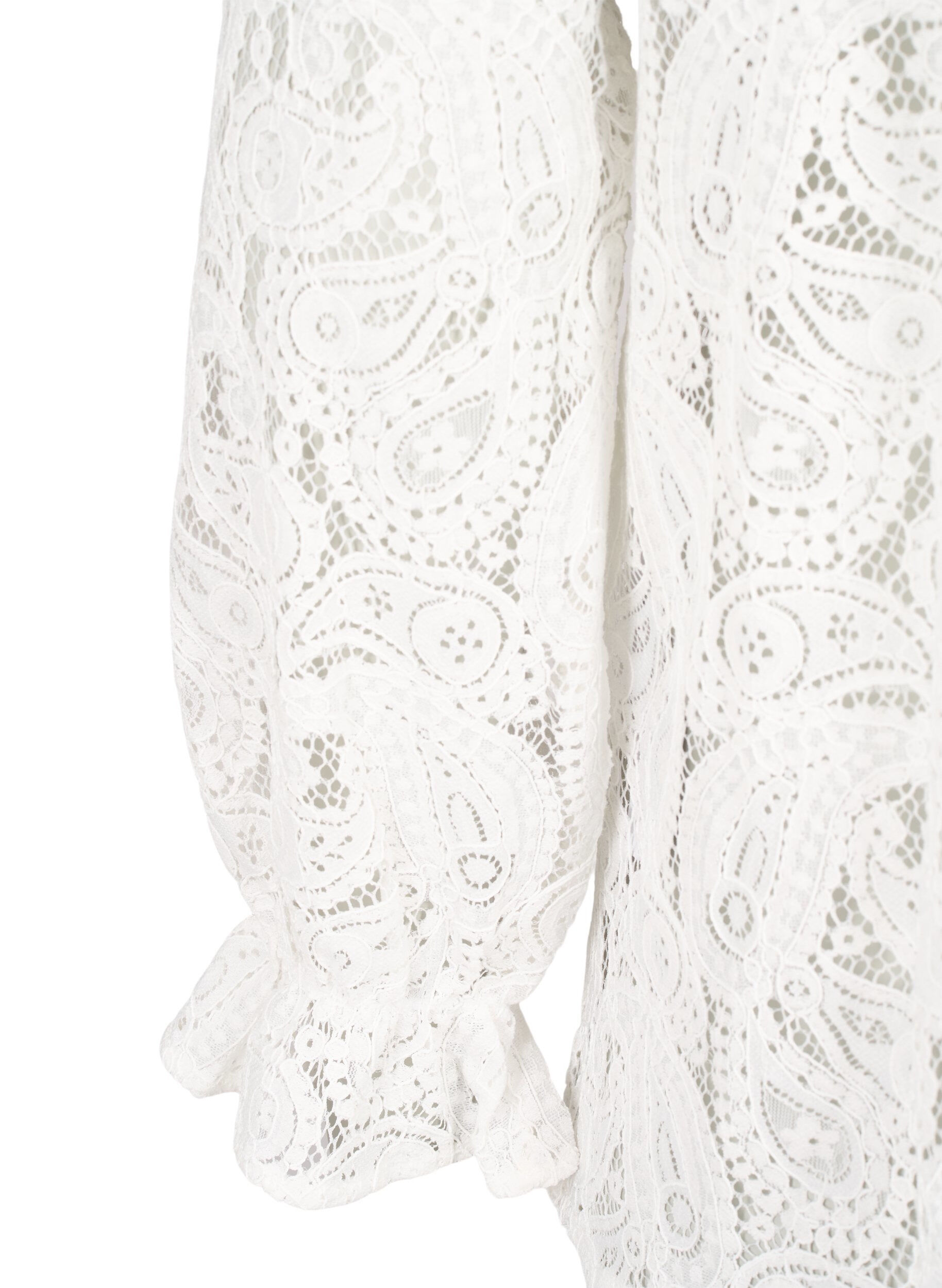 ZizziHemdbluse aus Spitze mit R&uuml;schendetail, Snow White, Packshot image number 3