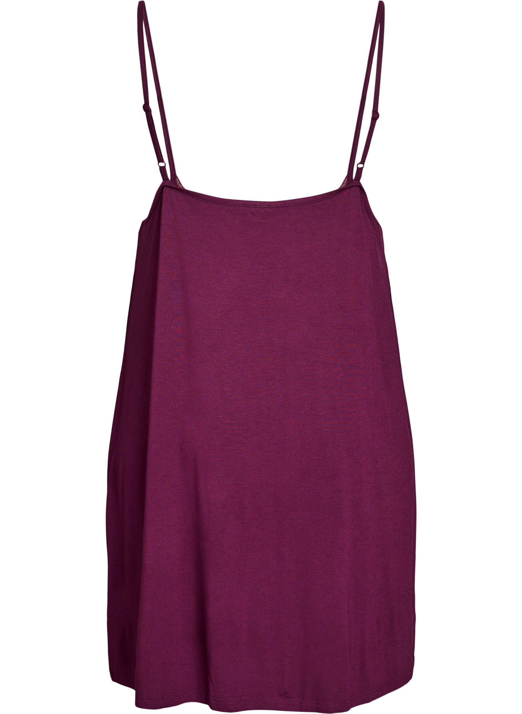 ZizziNachthemd aus Viskose mit Spitzenbesatz, Dunkles Bordeaux, Packshot image number 1