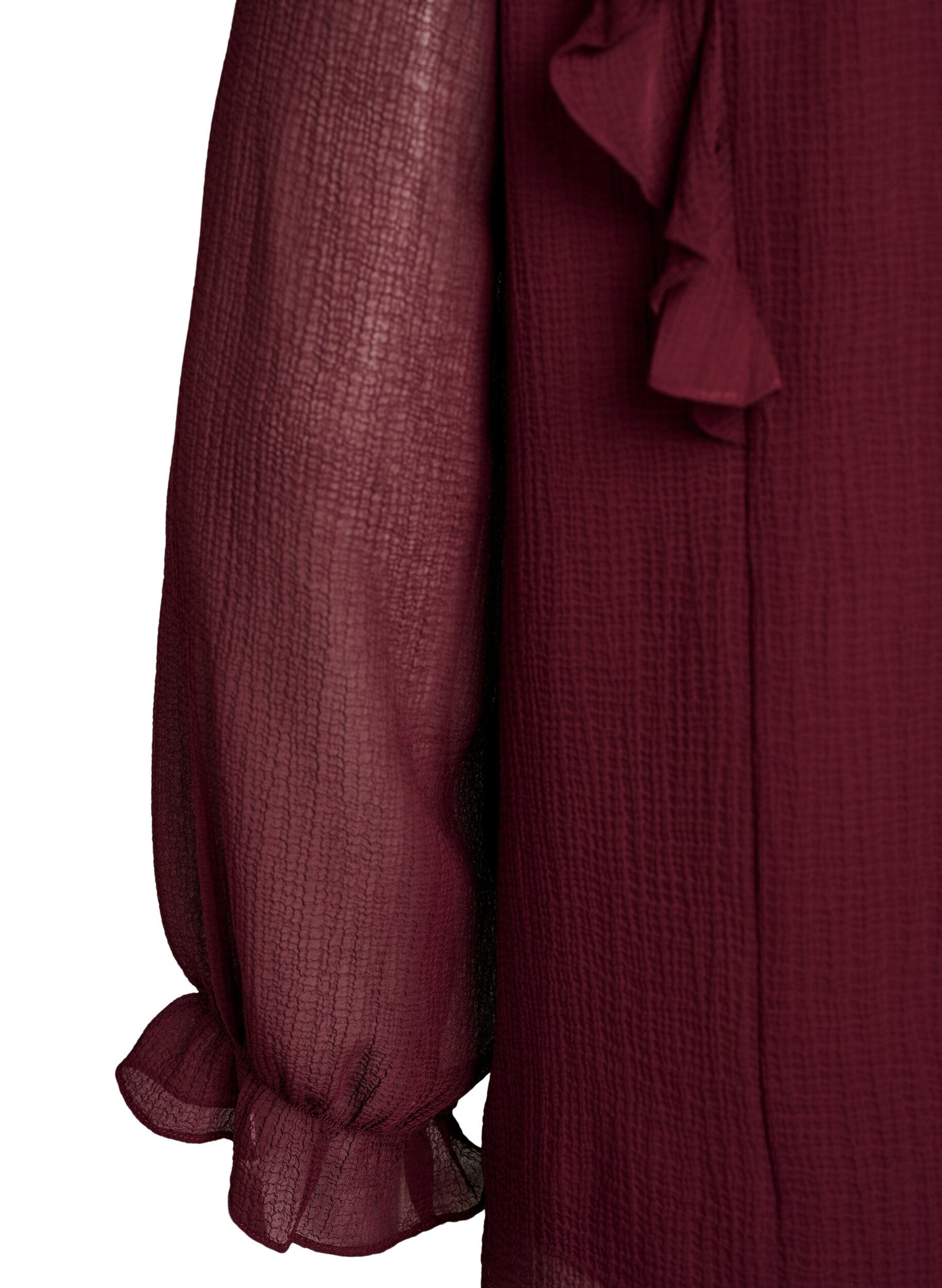 ZizziTransparente Bluse mit R&uuml;schen und Bindeband, Rot, Packshot image number 3